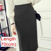 Women Office Skirt Spring Warm Knitted Pencil Skirts Ladies