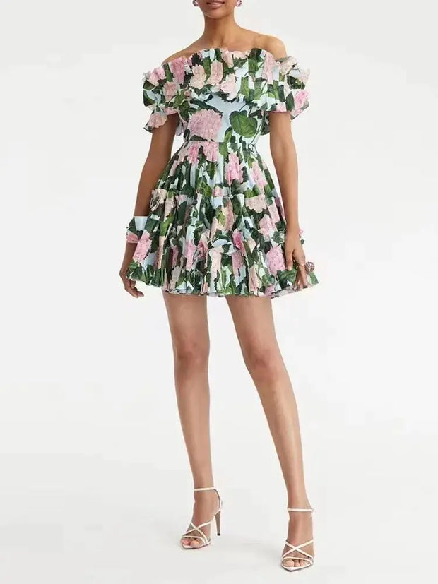 Summer Floral Ruched Dresses